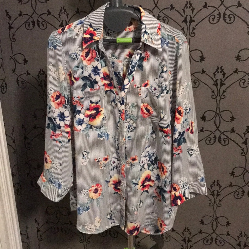 Striped floral shirt